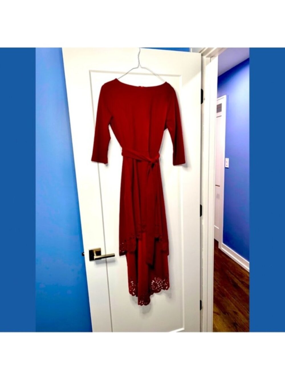 SIMPLY ELEGANT Brand | Women’s Red Dress with Asymmetrical Lengths | Size S